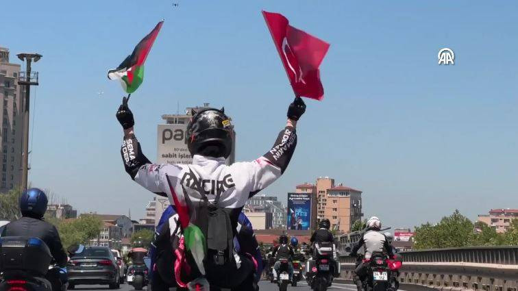 Motosikletlilerden İsrail Başkonsolosluğu önünde ‘soykırım’ protestosu - Resim: 19